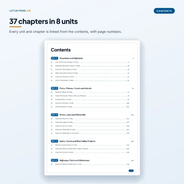 Indian Geography Mapping notes contents: 37 chapters in 8 units Indian Geography Mapping notes contents: 37 chapters in 8 units