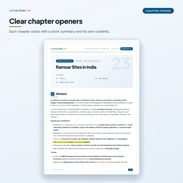 Indian Geography Mapping notes chapter opener: Ramsar Sites in India Indian Geography Mapping notes chapter opener: Ramsar Sites in India