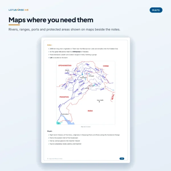Indian Geography Mapping notes map page: Indus river system Indian Geography Mapping notes map page: Indus river system
