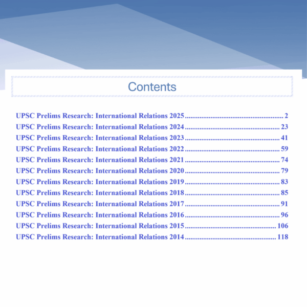 UPSC International Relations PYQs Solutions TOC UPSC International Relations PYQs Solutions TOC
