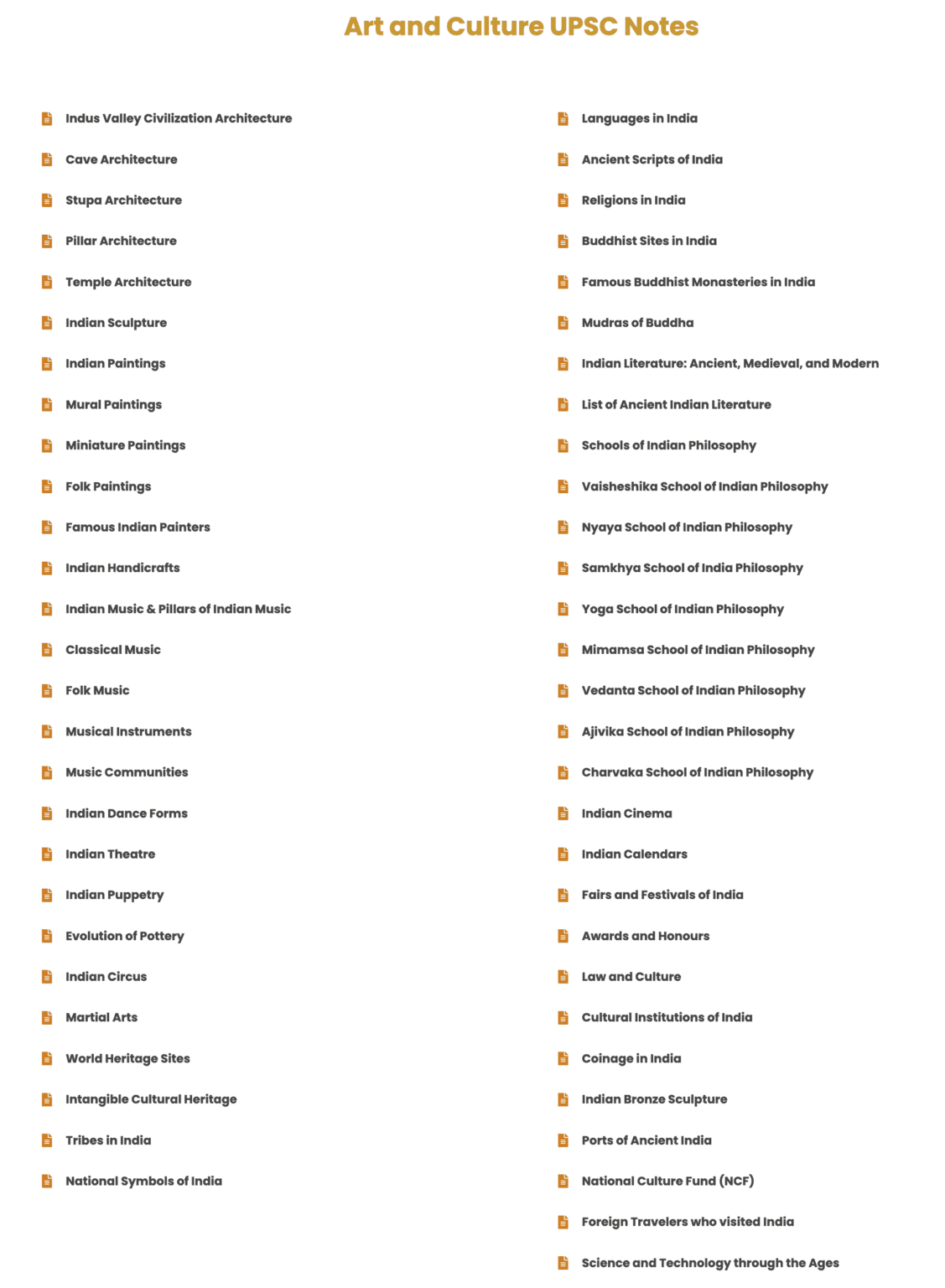 Indian Art and Culture Notes (PDF) for UPSC | LotusArise