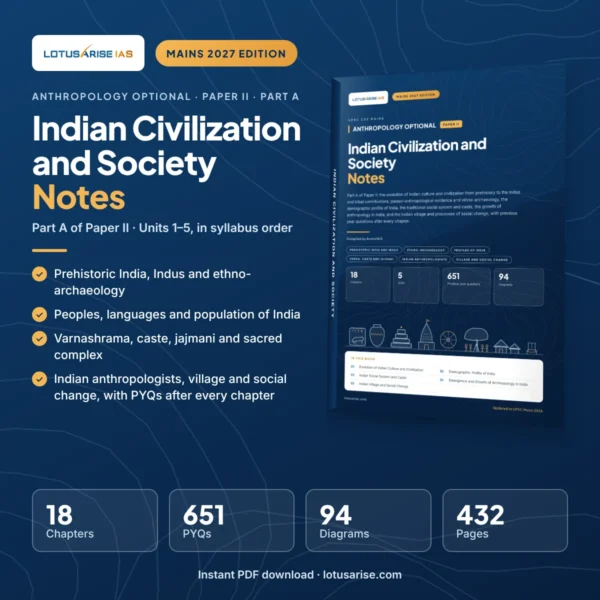 Anthropology Optional Notes Paper II Part A: Indian Civilization and Society Anthropology Optional Notes Paper II Part A: Indian Civilization and Society