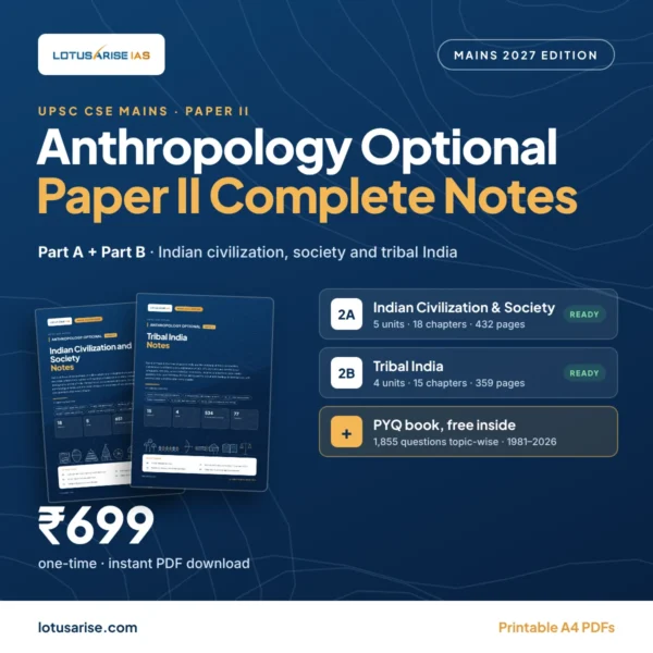 Anthropology Optional Paper II Complete Notes: Indian Civilization and Society, Tribal India, LotusArise IAS