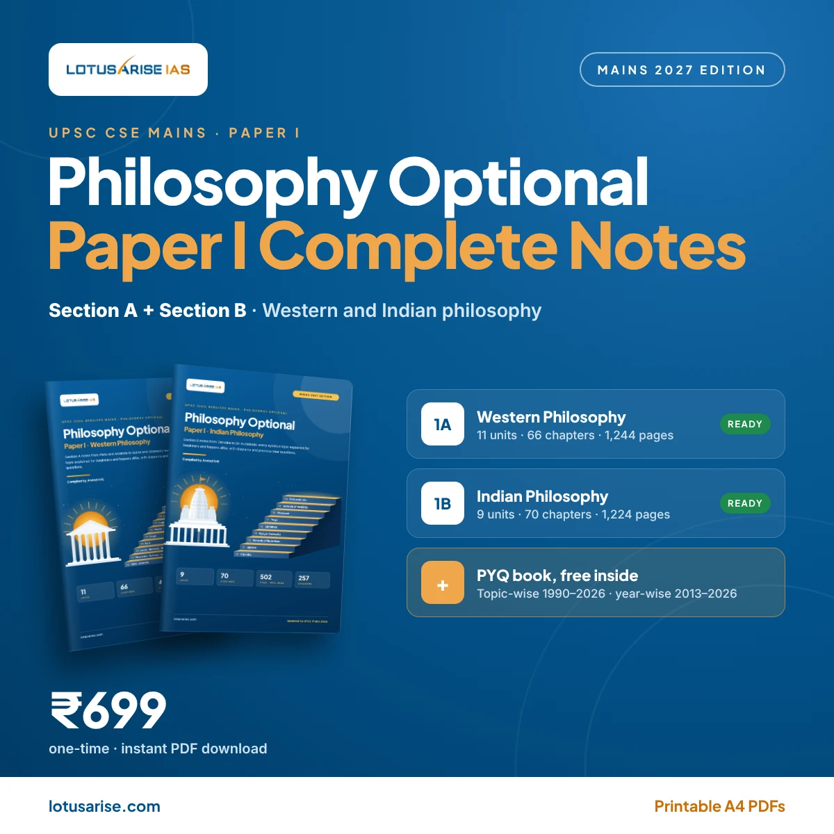 Philosophy Optional Paper I Complete Notes: Western and Indian Philosophy, LotusArise IAS Philosophy Optional Paper I Complete Notes: Western and Indian Philosophy, LotusArise IAS