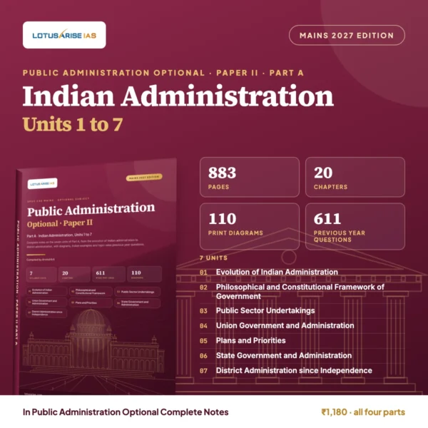 Public Administration Optional Notes Paper II Part A: Indian Administration, Units 1 to 7 Public Administration Optional Notes Paper II Part A: Indian Administration, Units 1 to 7