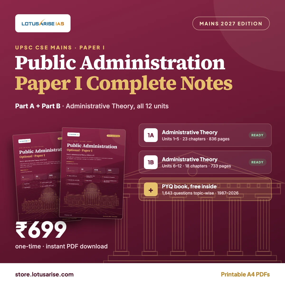 Public Administration Optional Paper I Complete Notes: Administrative Theory, LotusArise IAS Public Administration Optional Paper I Complete Notes: Administrative Theory, LotusArise IAS