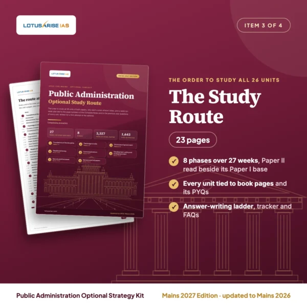 Public Administration Optional Strategy Kit 3 study route Public Administration Optional Strategy Kit - LotusArise IAS